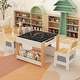 preview thumbnail 3 of 15, 4 in 1 Kids Activity Table and Chairs Set with Reversible Tabletop Included Bookshelves - 24" x 24" x 19"