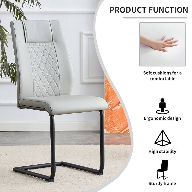 PU Leather Upholstered Dining Chair with Metal Feet