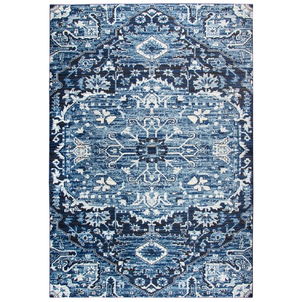 Alora Decor Swagger Ivory, Blue, and Black Persian-style Medallion Rug
