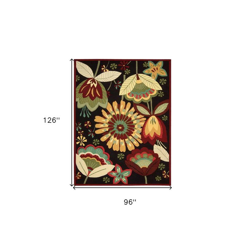Floral Traditional Stain Resistant Low Pile Area Rug - 126' X '96' X '0.25