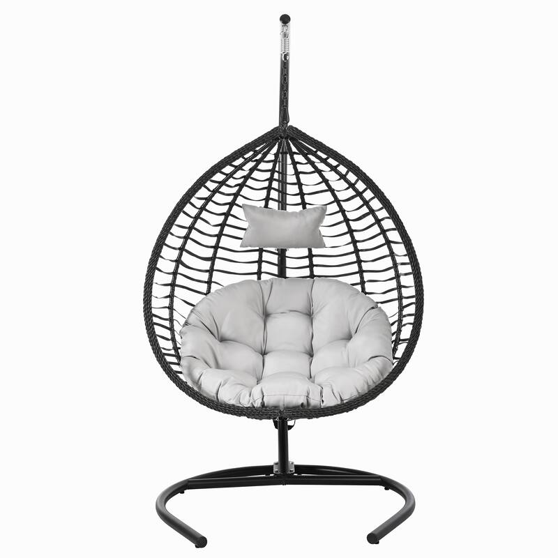 Hanging Hammock Chair with Stand, Rattan Design & Plush Cushion