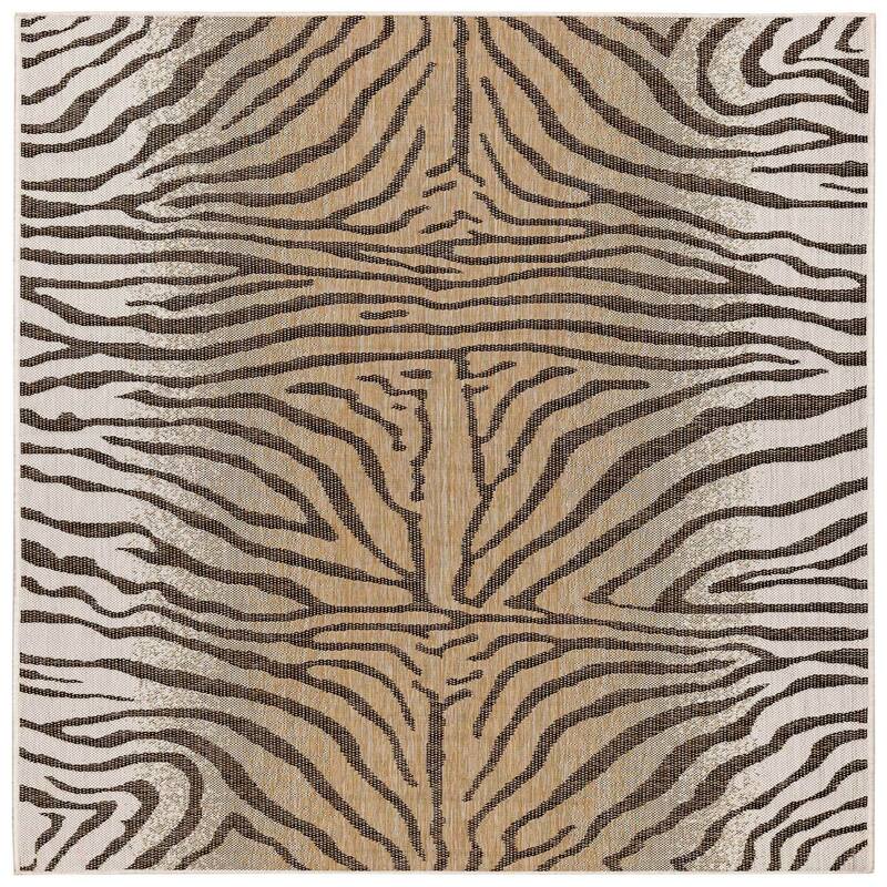 Liora Manne Carmel Zebra Indoor/Outdoor Rug Sand - 7'10" SQ - Beige