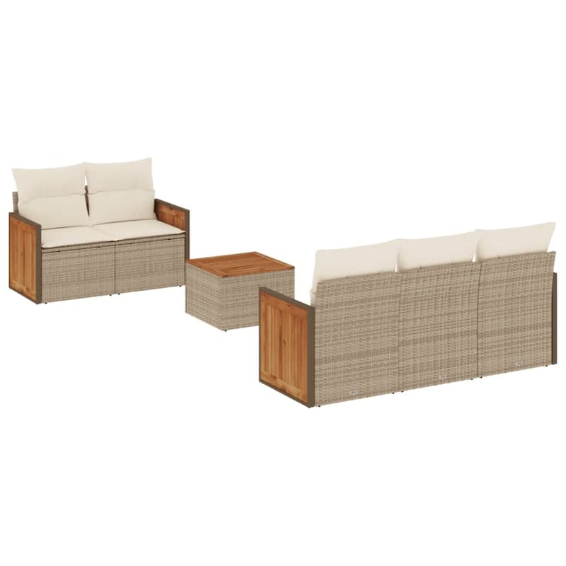 vidaXL Patio Sofa Set with Cushions Outdoor Furniture 6 Piece Poly Rattan - 21.7 x 21.7 x 14.6