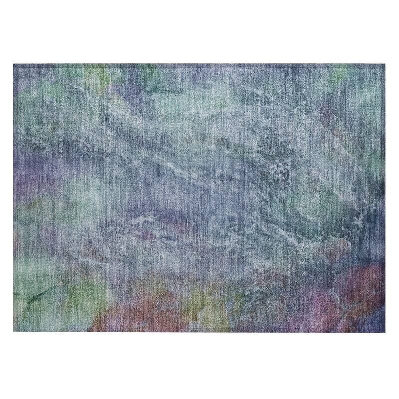 Machine Washable Indoor/ Outdoor Abstract Watercolor Chantille Rug