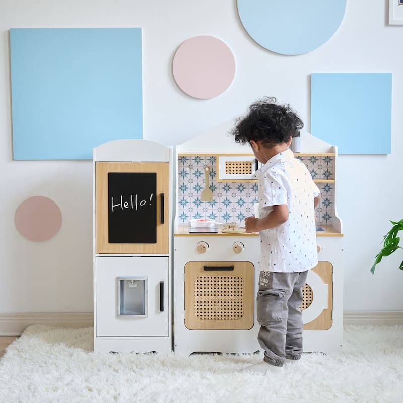 Teamson Kids Little Chef Morocco Play Kitchen & Accessories, White/Natural