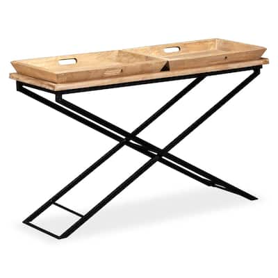 vidaXL Console Table Solid Mango Wood 51.2"x15.7"x31.5"
