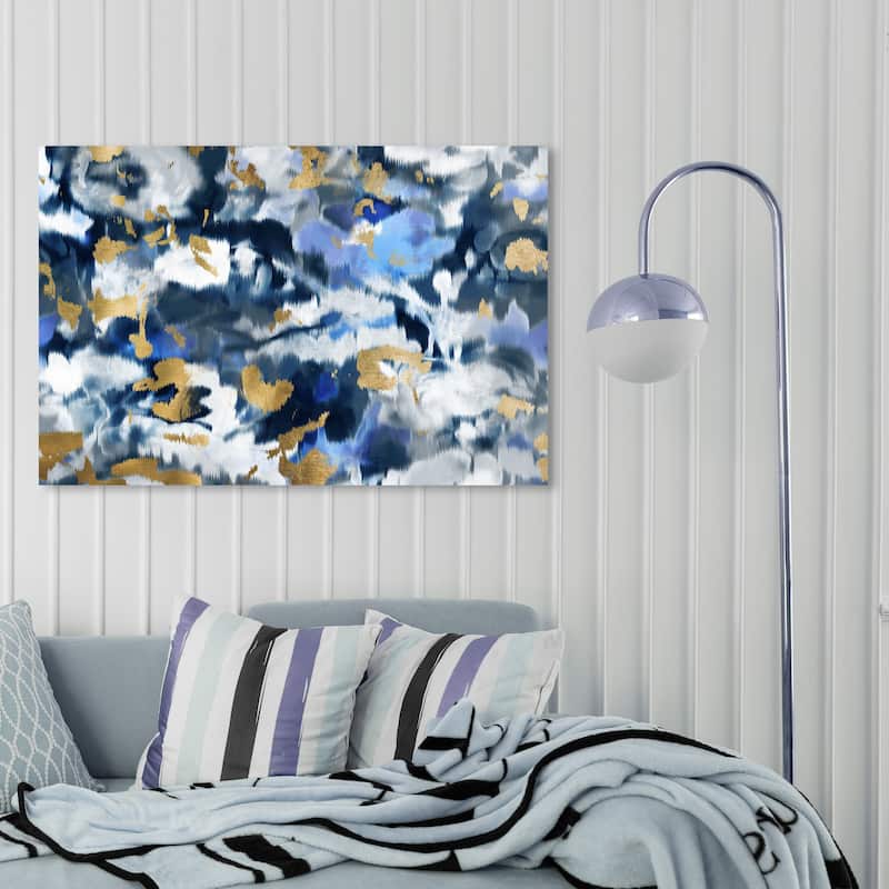 Wynwood Studio Abstract Blancanada Blue and Metallic Gold Modern & Contemporary Wall Art Canvas Print - 30 x 45