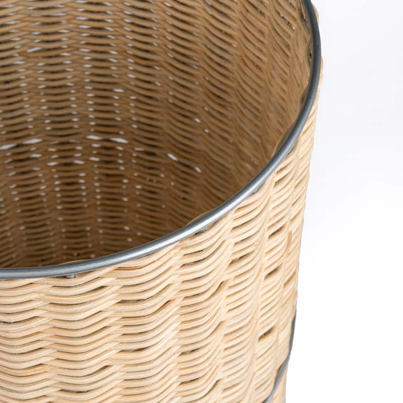 happimess Cecil Modern 4.13-Gallon Faux Wicker Cylinder Waste Basket