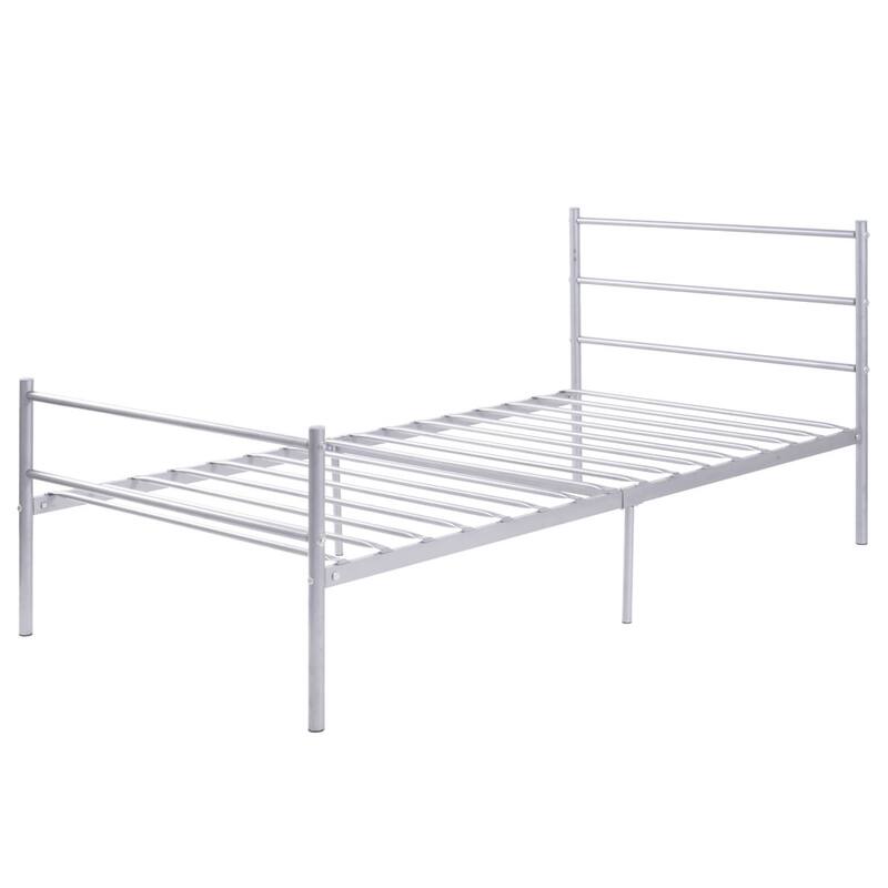 Twin Size Metal Bed Frame with 6 Legs and Headboard Brackets