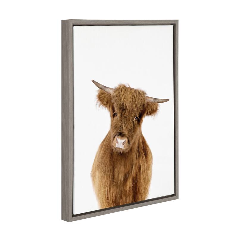 Sylvie Baby Highland Calf Animal Print Framed Canvas by Amy Peterson