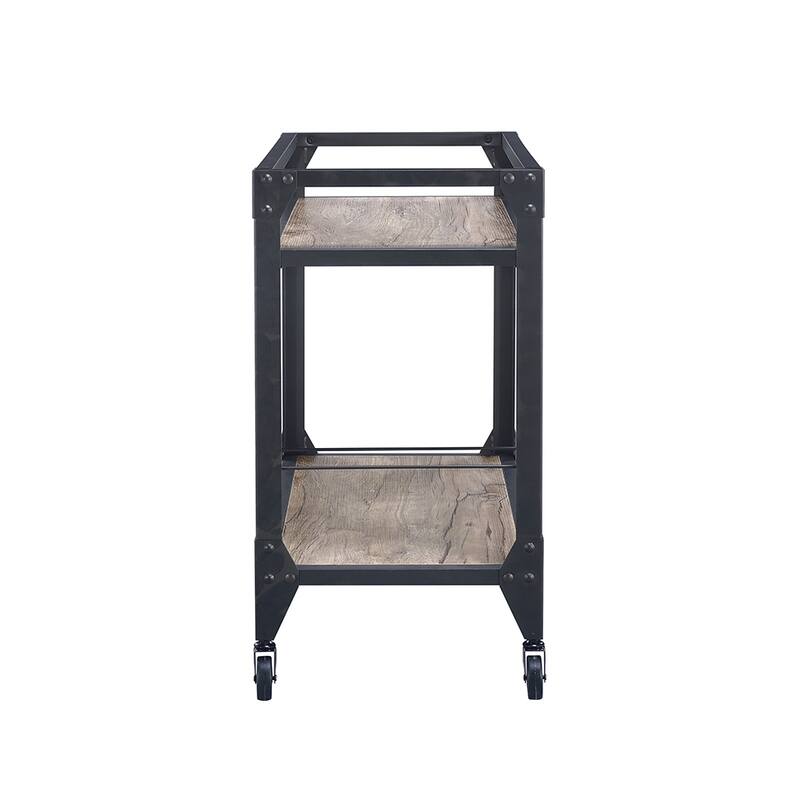 Rustic Oak and Charcoal 2-shelf Serving cart