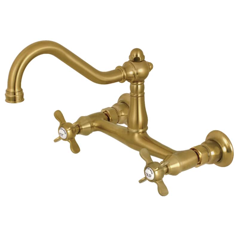 Essex Two-Handle 2-Hole Wall Mount Bathroom Faucet - Brushed Brass