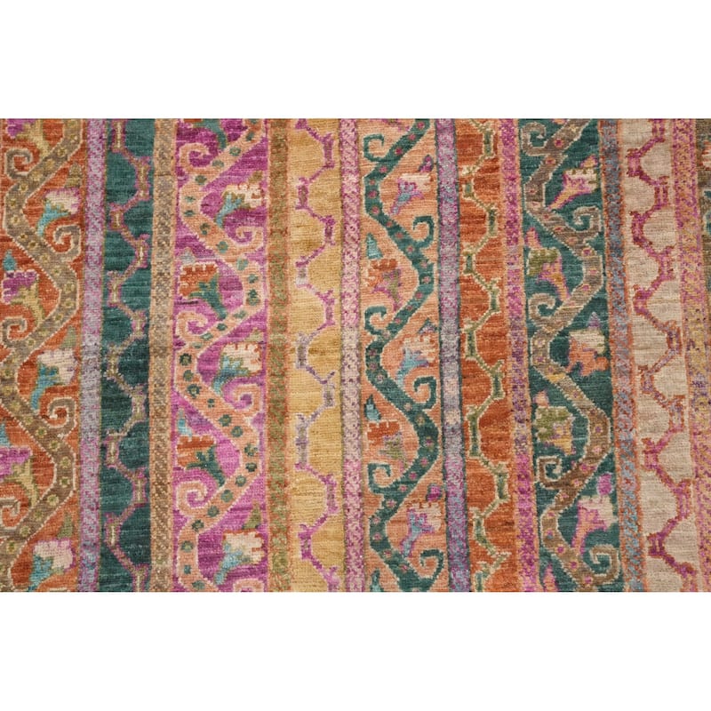 Hand Knotted Oriental 100% Wool Carpet Traditional Geometric Multi-Colored Ziegler Area Rug - 10' 0'' X 8' 1''
