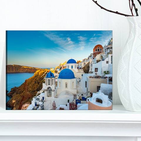 Designart 'Beautiful Santorin Houses Greece' Large Cityscape Art Print on Canvas