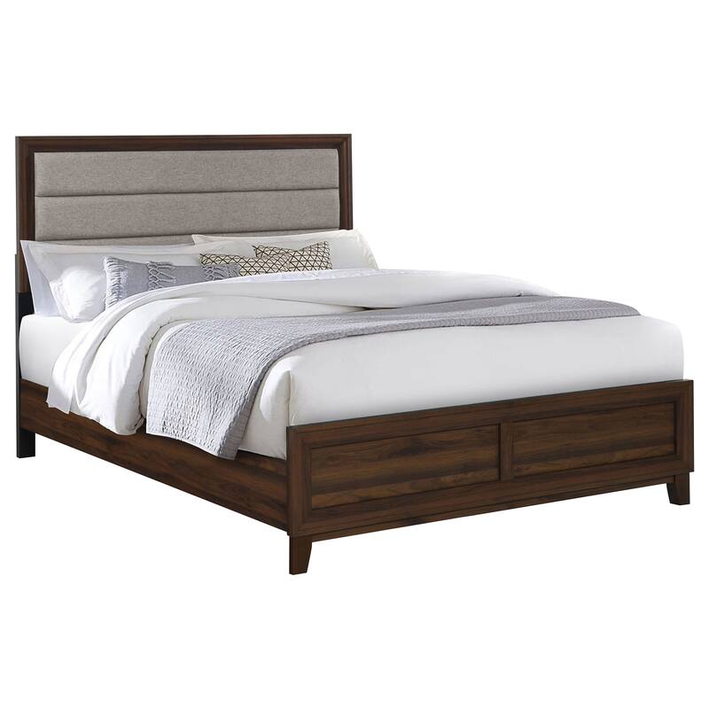 Anza Walnut Upholstered Queen Bed
