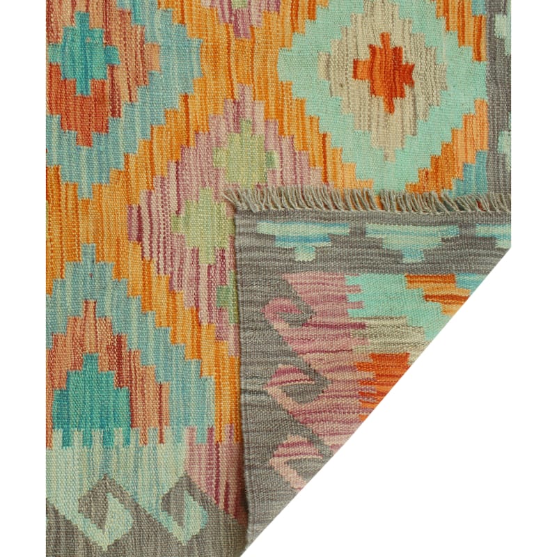 Sangat Flatweave Pervin Orange/Purple Rug - 4'0" x 6'1"