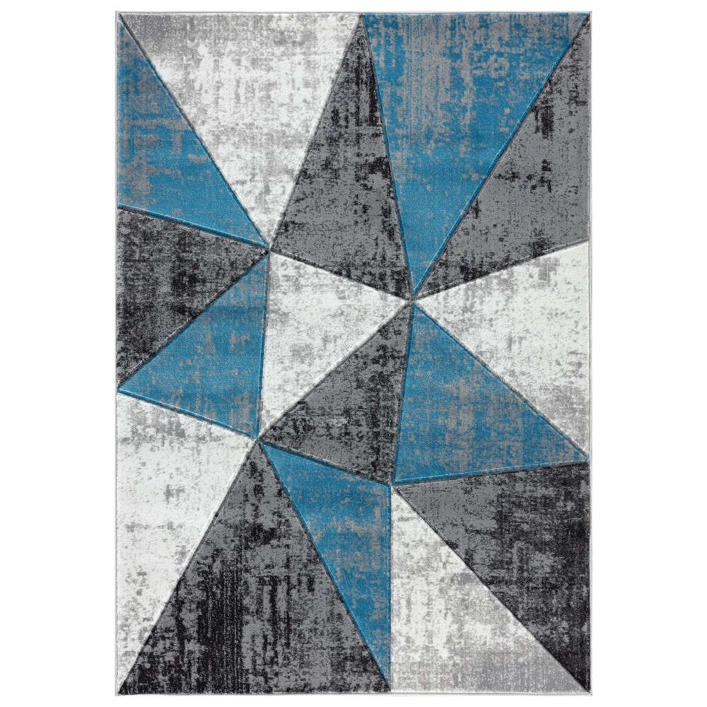 Orelsi Collection Grey/Turquoise Area Rug