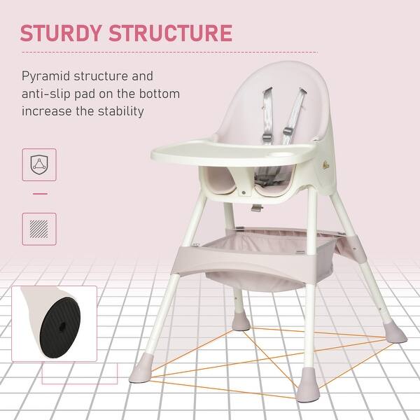 Qaba Baby High Chair 3 In 1 Kids Toddler Seat With 5 Point Safety Harness Removable Food Tray Flexible Design Overstock 32545778