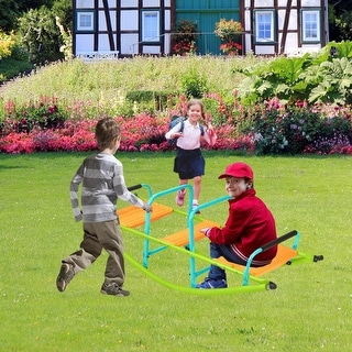 Plastic Seat Playground Equipment Cute Baby Plastic Rocker Outdoor Children Blue and Green Steel Tube for Kids Age 3+