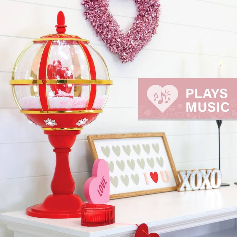 Fraser Hill Farm 23-In. Musical Snowy Tabletop Valentine's Day Lantern
