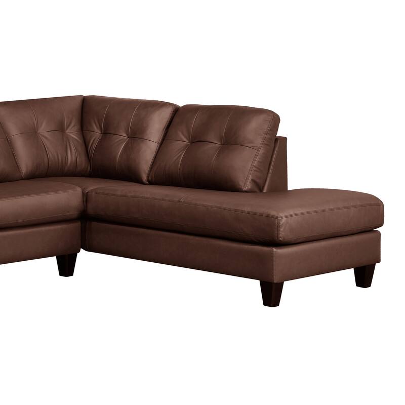 Gibson Top-Grain Leather Tufted Sectional Sofa
