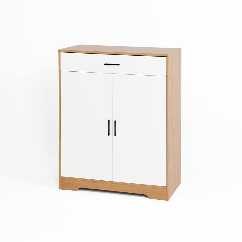 Freestanding 4-Tier Shoe Rack Storage Cabinet with Adjustable Shelves and Spacious Drawer for Entryway, Hallway or Office