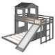 preview thumbnail 6 of 44, Playhouse-inspired Style Twin Over Full Wooden Bunk Bed,Loft Bed with Playhouse,Farmhouse, Ladder, Slide and Guardrails