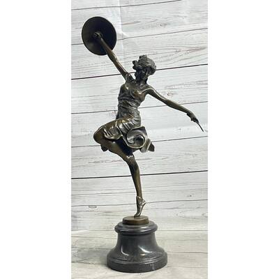 Claire Colinet Bronze Dancer Statue Music Lover Sexy Woman Sculpture Decor