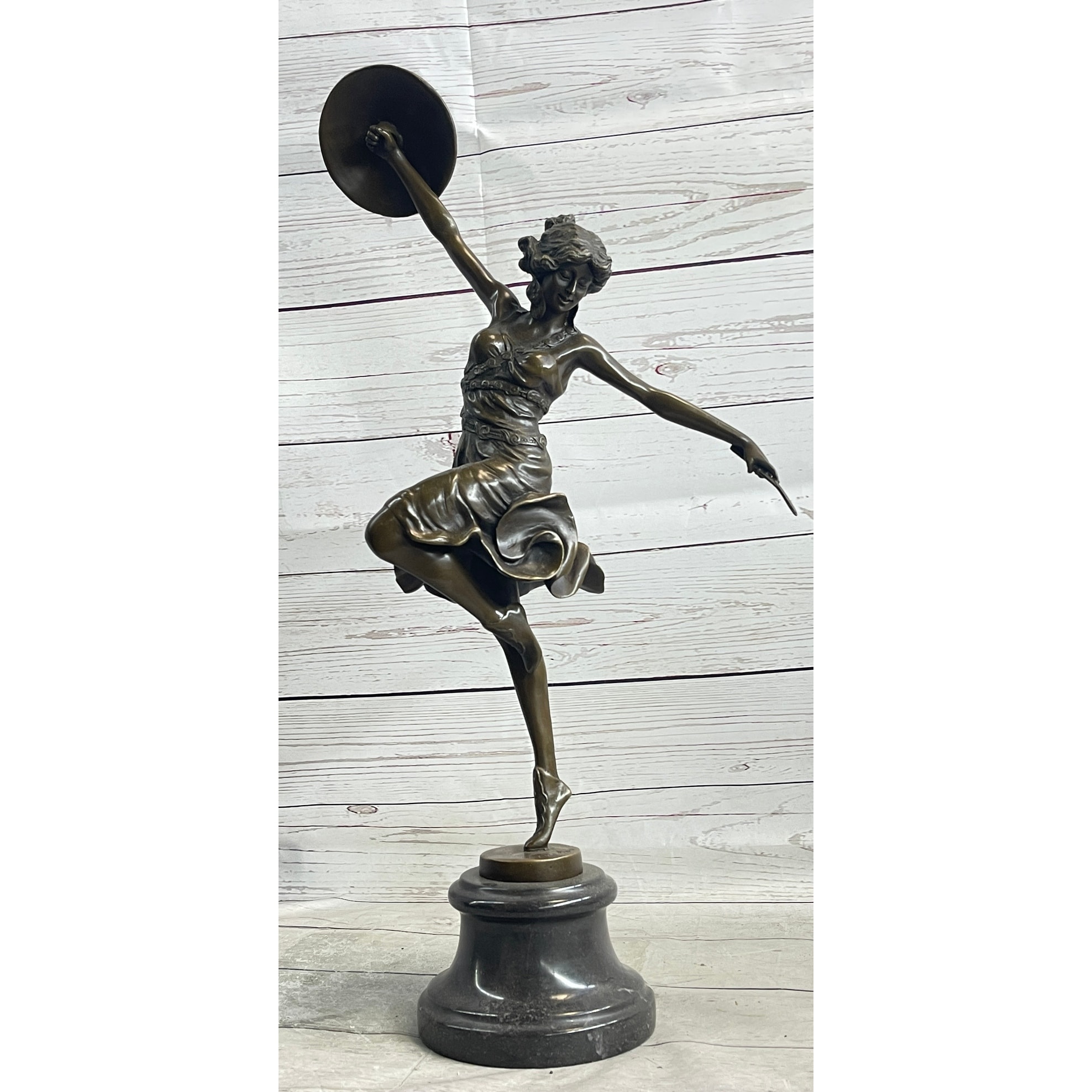 Claire Colinet Bronze Dancer Statue Music Lover Sexy Woman Sculpture Decor