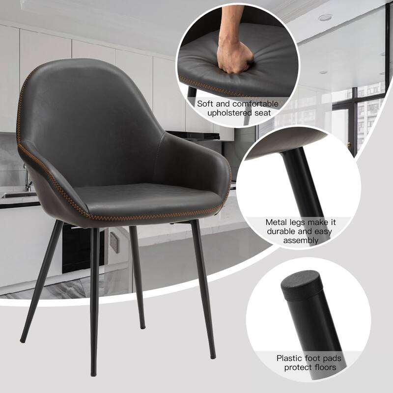 Glitzhome Set of 2/4/6 Mid-Century Modern Faux Leather Accent Dining Chairs
