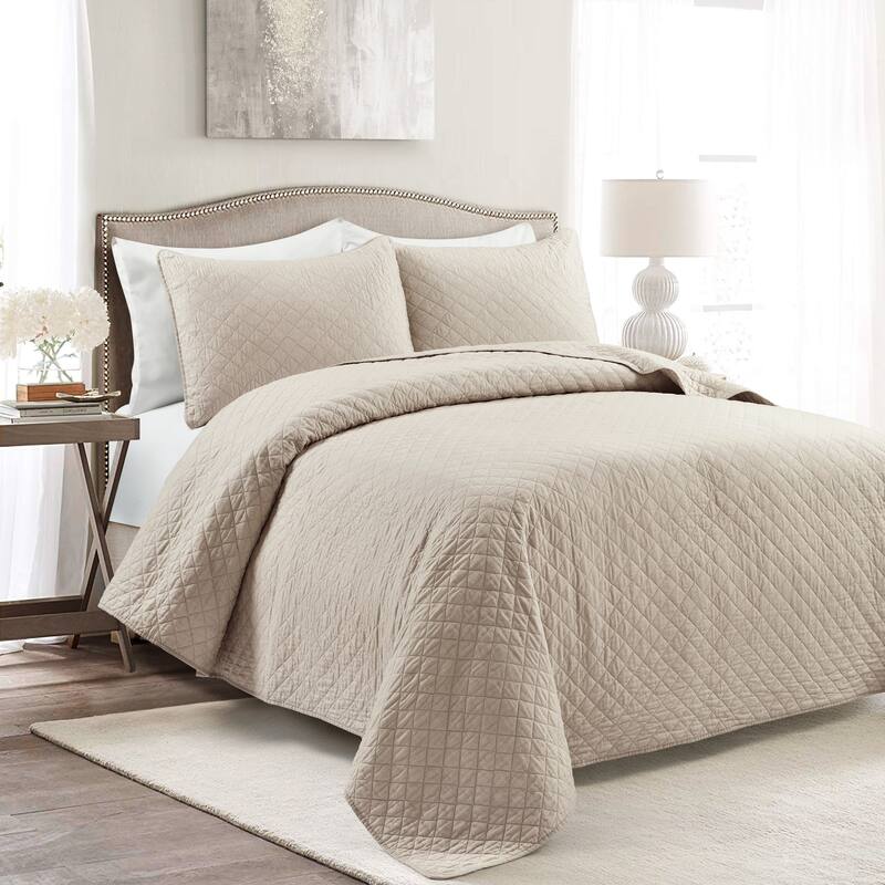 Copper Grove Balm Diamond Oversized Cotton 3-piece Quilt Set - Neutral - California King - 3 Piece