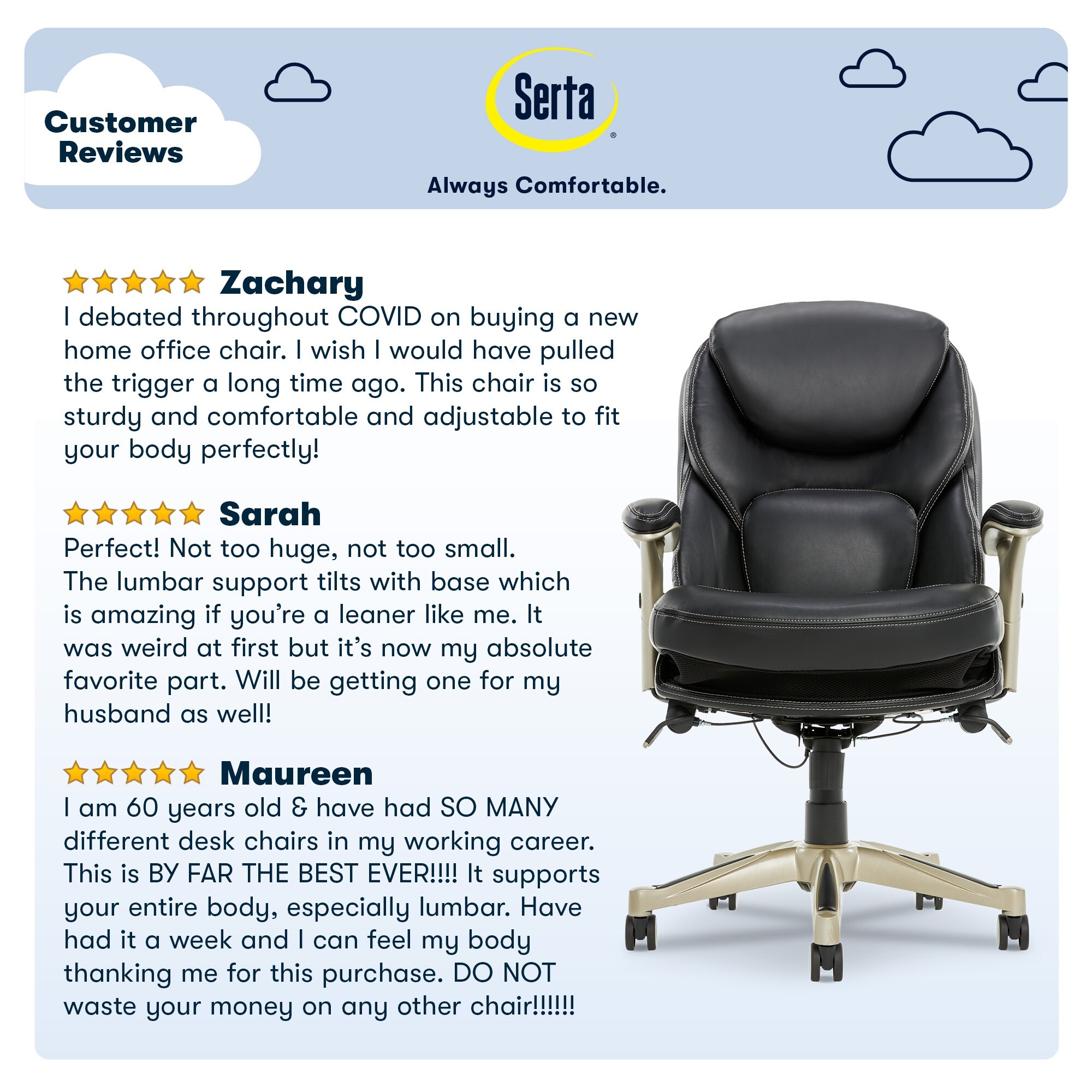 Serta works my fit executive office chair top