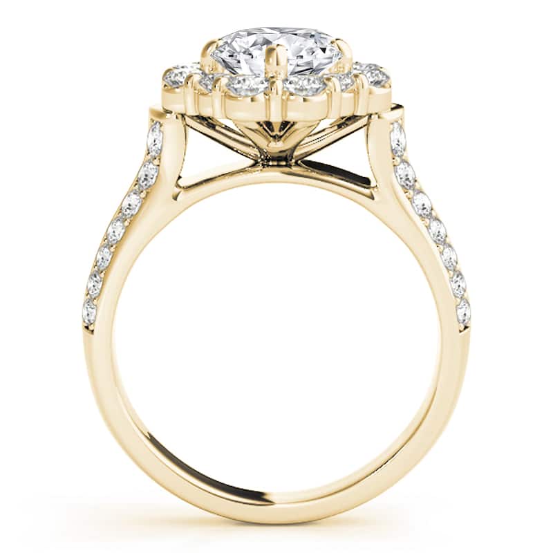 Auriya 14k Yellow Gold Lab Grown Round Diamond Halo Engagement Ring 0.50 to 5.00 ct. tw. (F-G VS)
