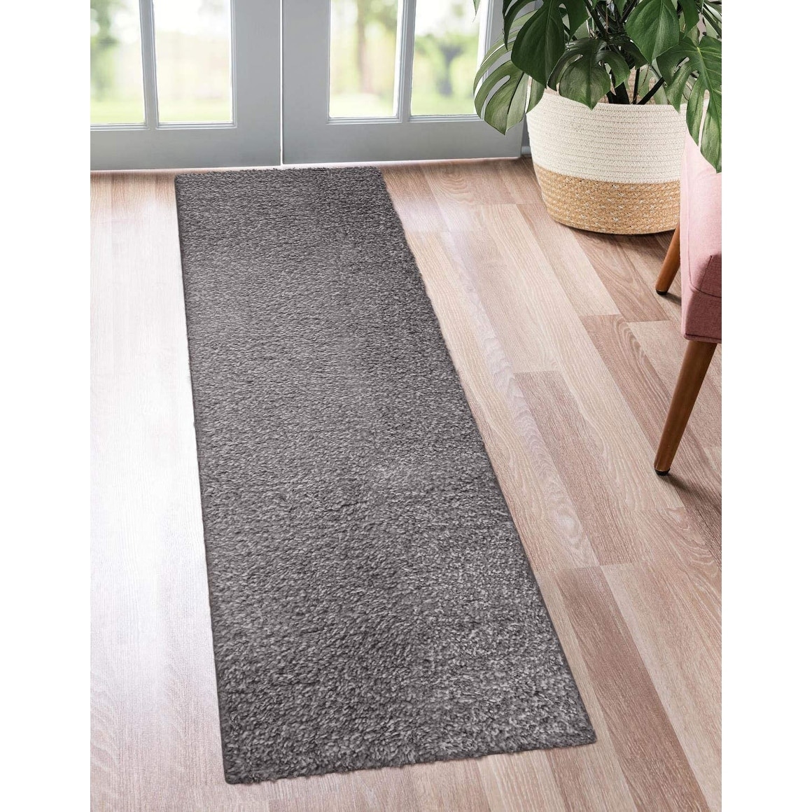 Dark Grey Non Slip Door Mat Durable Washable Hall Runner Dirt Absorbing Doormat 