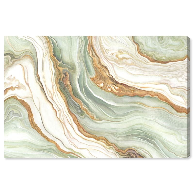 Art Remedy Green And Gold Gallery Wrapped Mineral, Agate & Geode 1 Piece Canvas Wall Art - 45 x 30