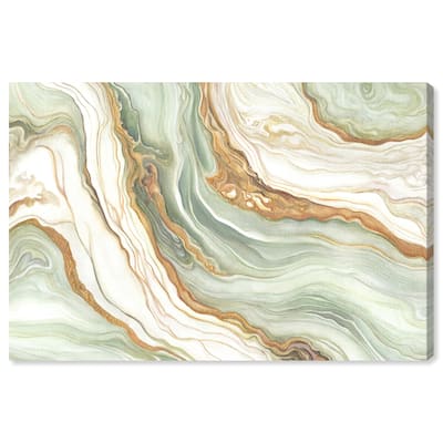 Art Remedy Green And Gold Gallery Wrapped Mineral, Agate & Geode 1 Piece Canvas Wall Art