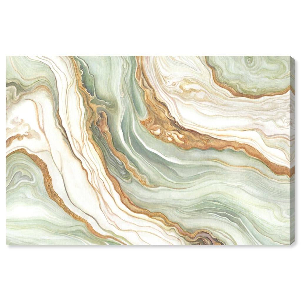 Art Remedy Green And Gold Gallery Wrapped Mineral, Agate & Geode 1 Piece Canvas Wall Art