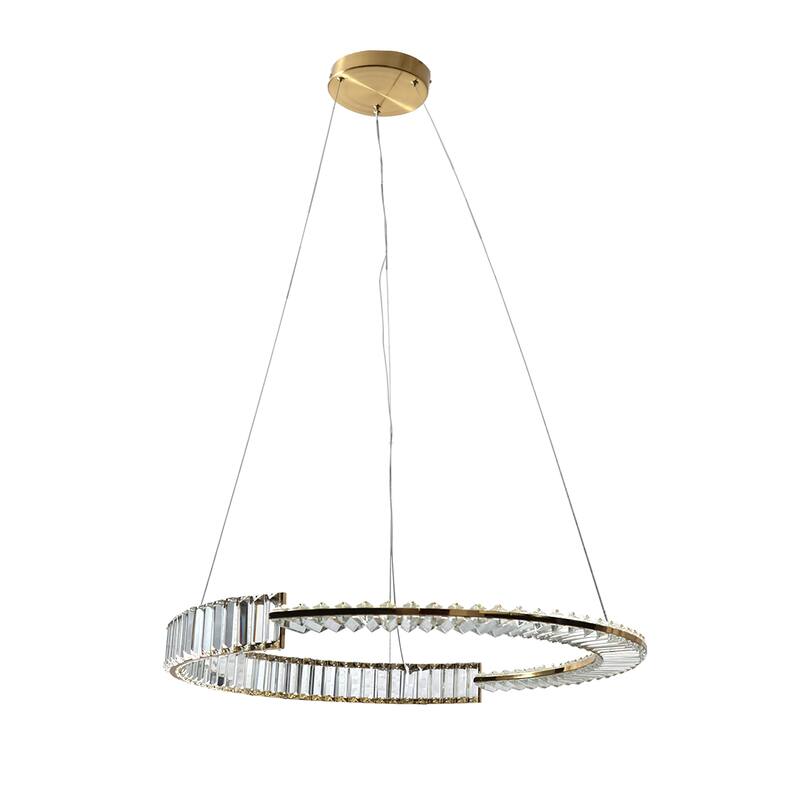 ExBrite Adjustable Height Crystal Pendant Light, Circular Design - Gold