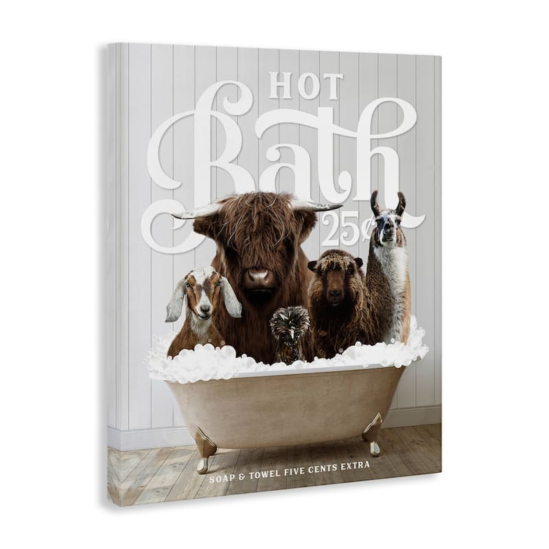 Stupell Farm Animals in Bath Canvas Wall Art Design by Lettered and Lined