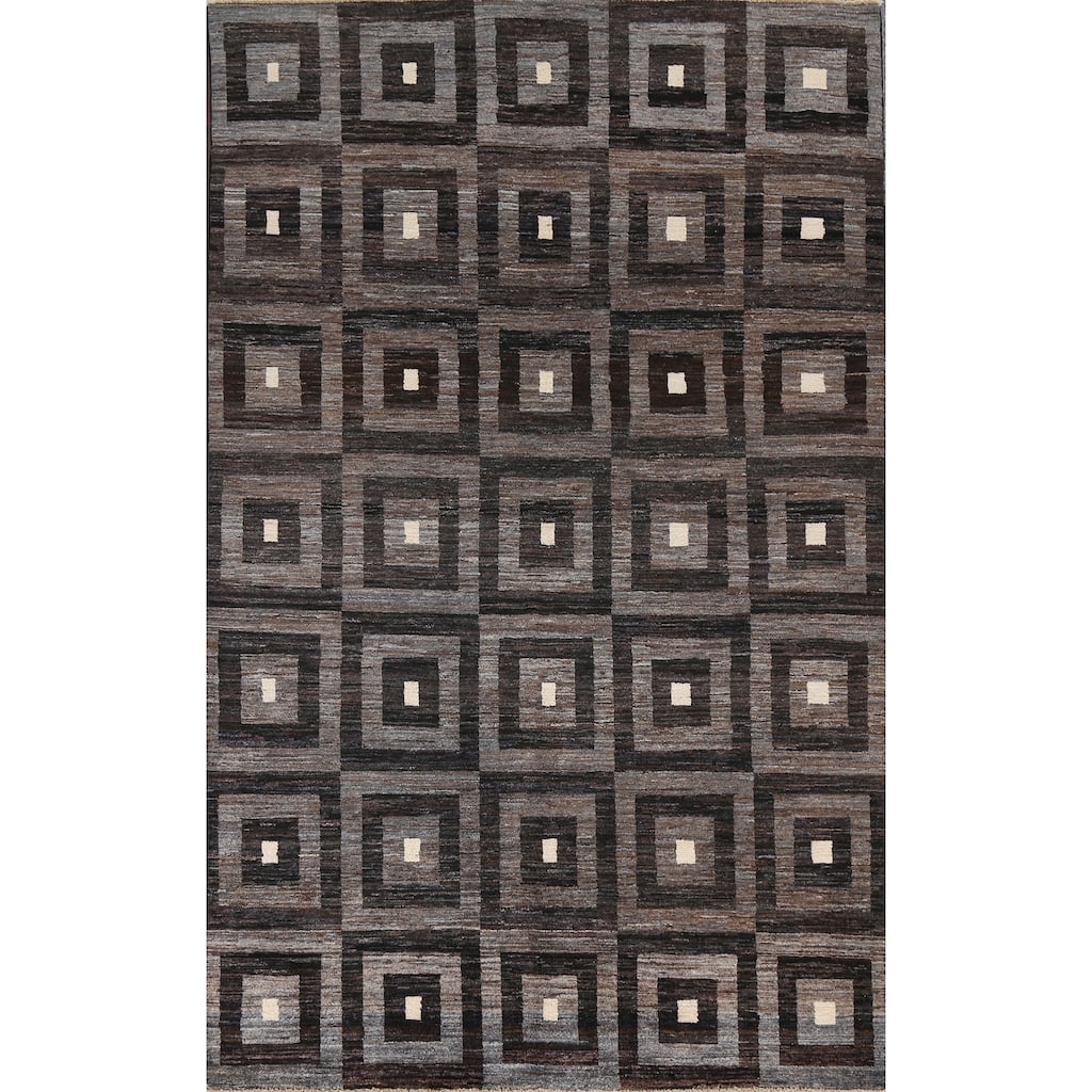 Contemporary Gabbeh Kashkoli Wool Area Rug Hand-knotted Bedroom Carpet - 5'3" x 7'11"