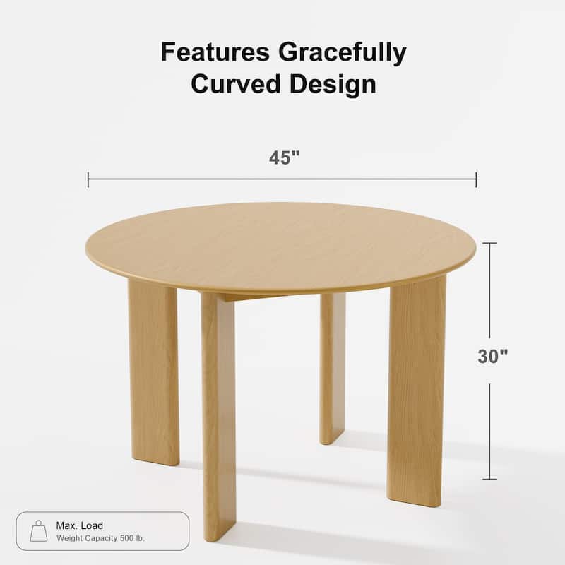 Solid Wood Farmhouse Dining Table Round Wood Top for Modern Dining Rooms & Family Gatherings