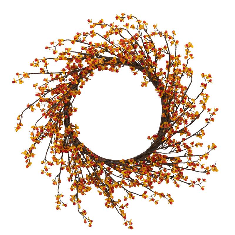 Sweet Bitter Fall Harvest Artificial Wreath, 24-Inch, Unlit