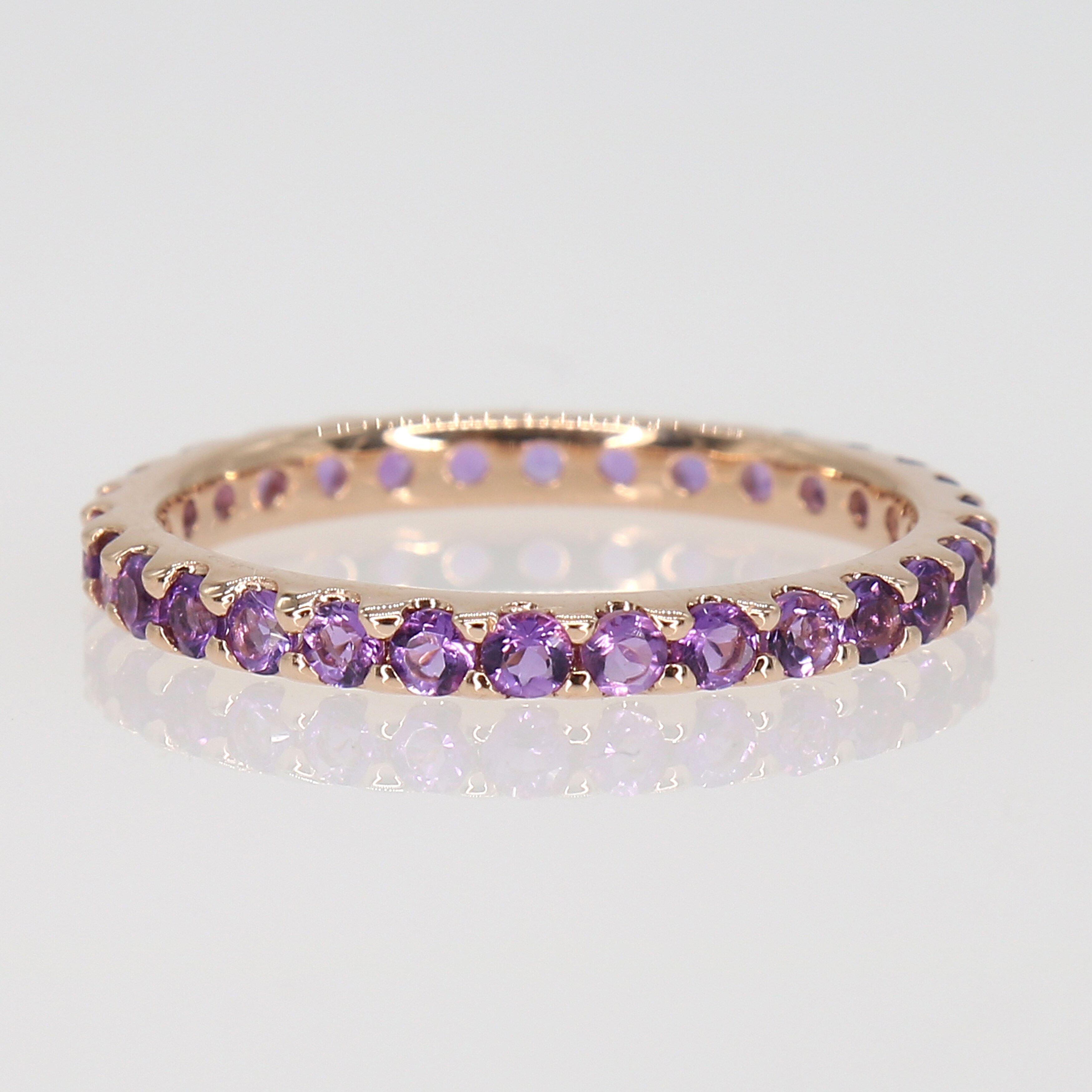 Shop Miadora 10k Rose Gold Amethyst Stackable Eternity Wedding Band Ring Overstock 31796615 7