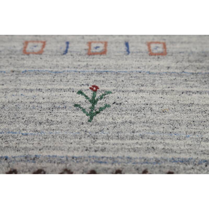 Hand Knotted Oriental 100% Wool Carpet Tribal Animal Pictorial Greys & Charcoal Gabbeh Area Rug - 9' 9'' X 8' 3''
