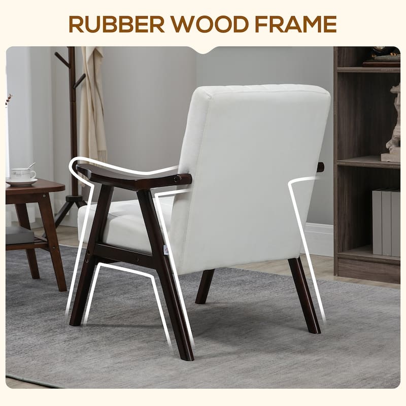 HOMCOM Accent Chair with Softness & Support, Upholstered Arm Chair for Living Room Furniture, Comfy Chair with Wood Legs