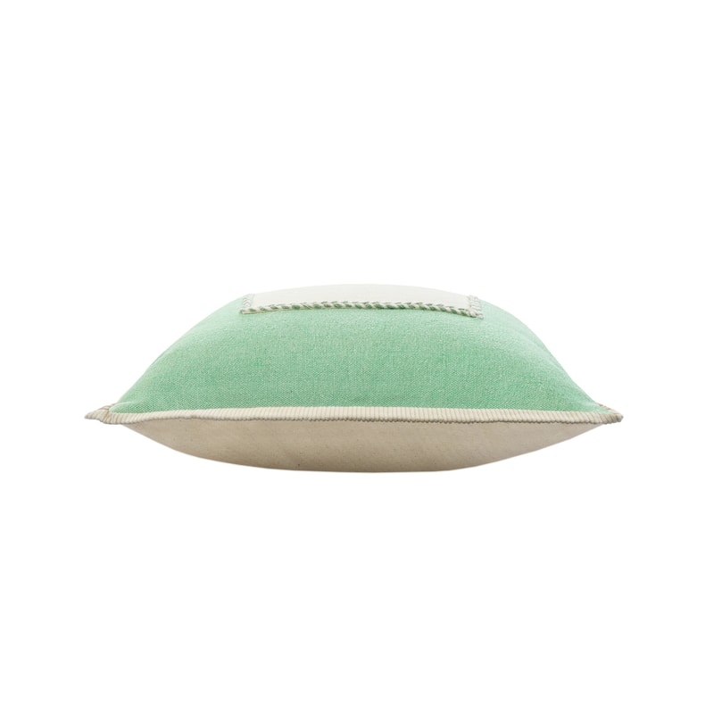 HomeRoots 20" X 20" Pastel Green And Cream 100% Cotton Zippered Pillow