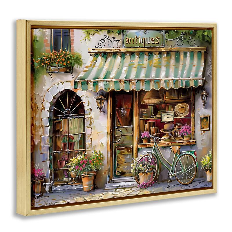Stupell Charming Antique Shop Framed Floater Canvas Wall Art Design By Arlington Prints