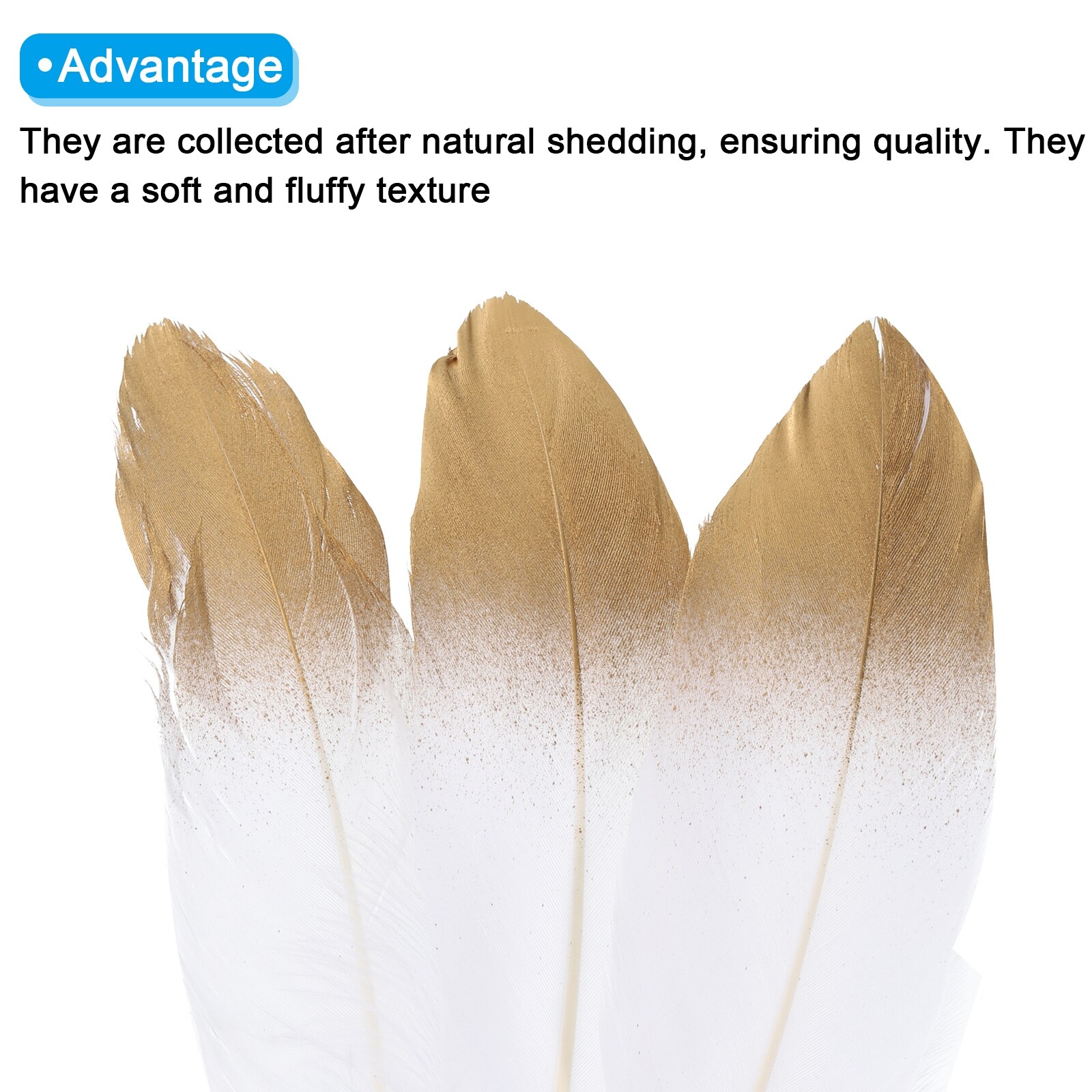 5.5-7 Inch Goose Feathers 100 Pack Bulk Natural Feathers, Black Golden