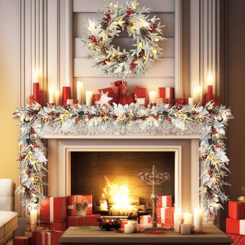 6 FT Pre-lit Christmas Garland with 20 LED Lights & 8 Modes