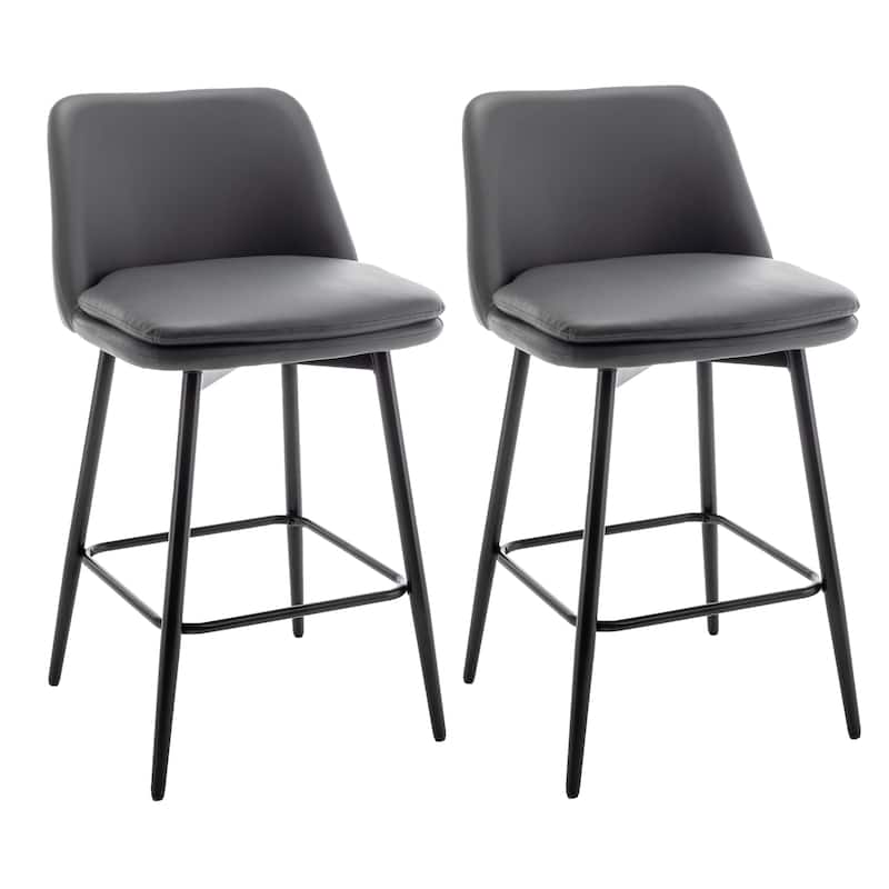 (Set of 2 )25.6”Counter Height Swivel Bar Stools - 360° Rotating Upholstered Bar Chairs with Back Support,Sturdy Metal Legs